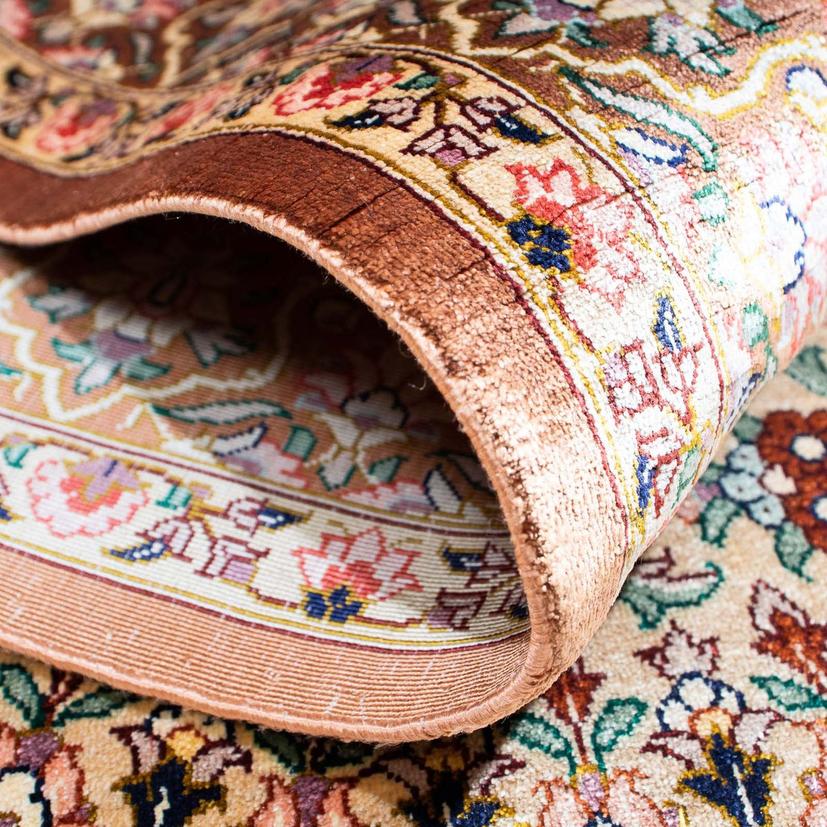 Tapis persan - Ghom - 123 x 76 cm - beige