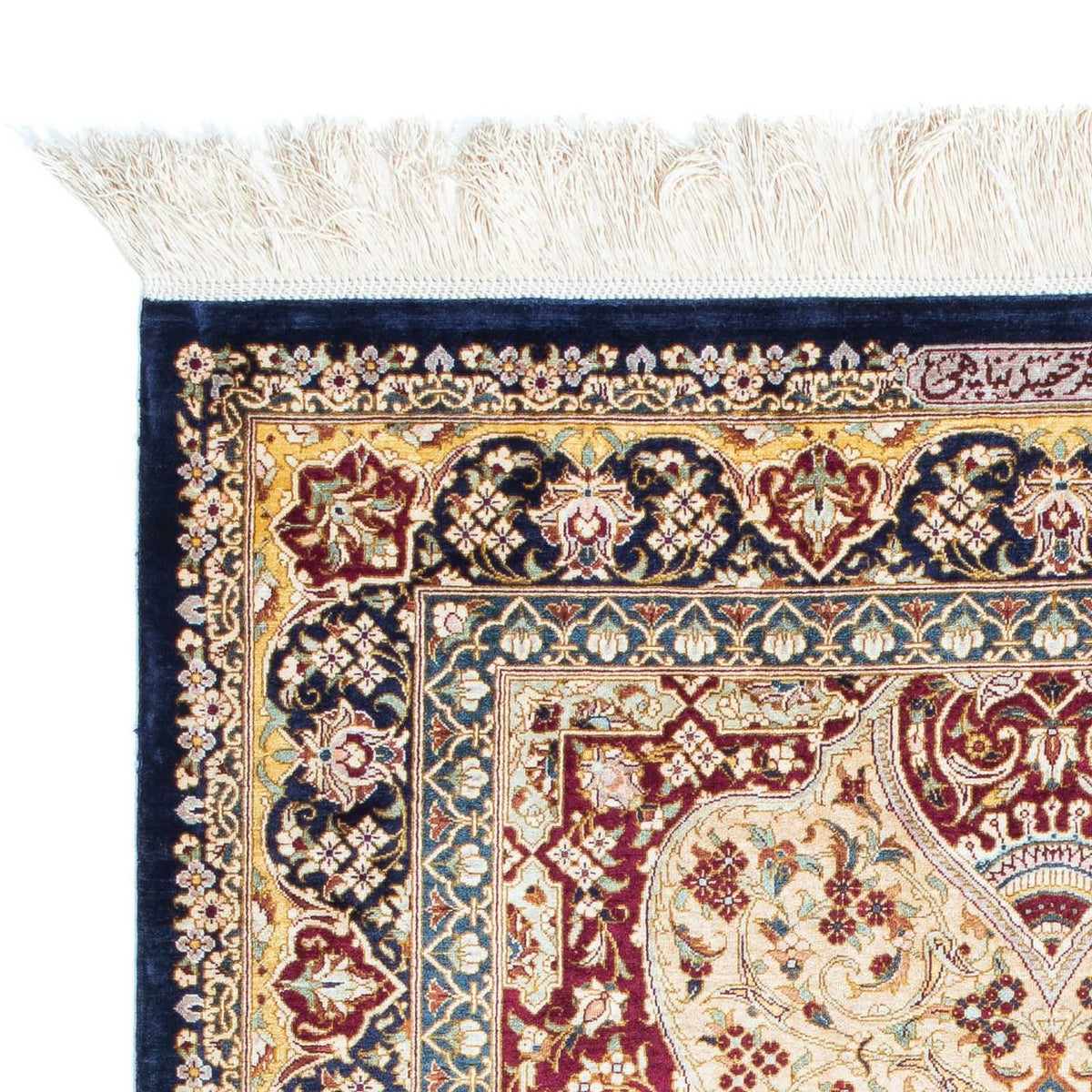 Tapis persan - Ghom - 123 x 77 cm - bleu foncé