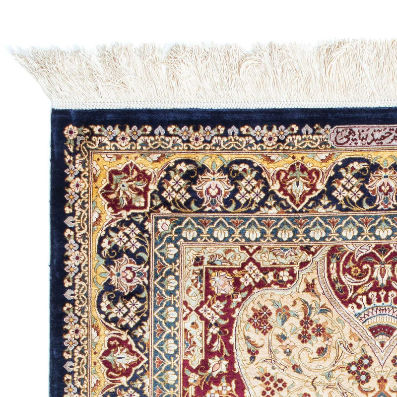 Tapis persan - Ghom - 123 x 77 cm - bleu foncé