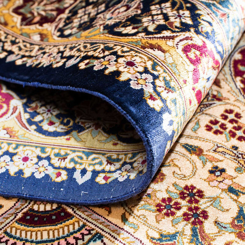 Tapis persan - Ghom - 123 x 77 cm - bleu foncé