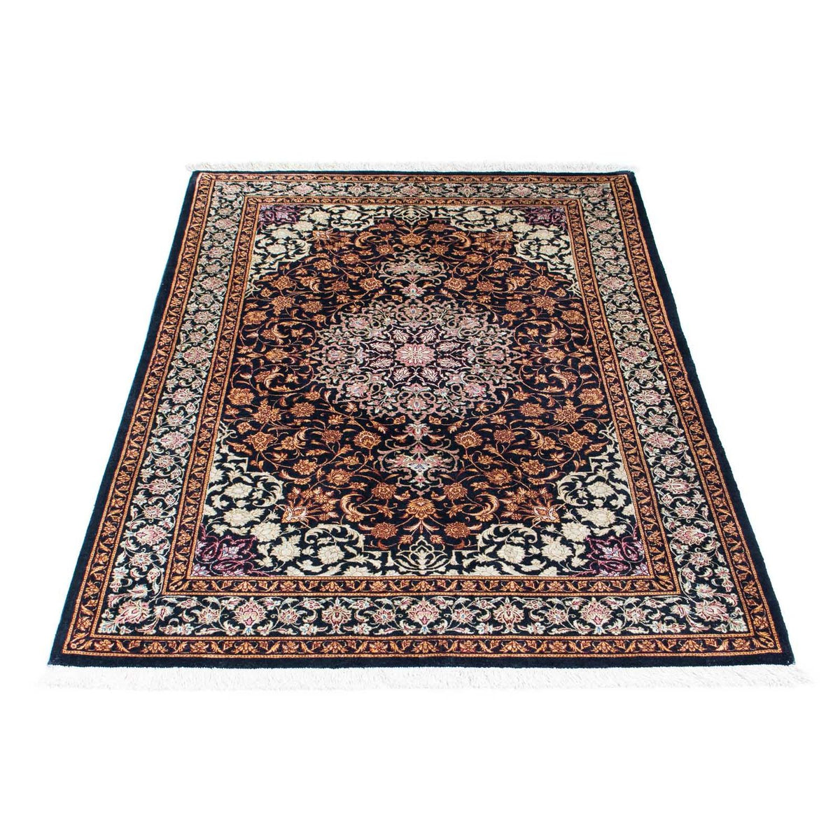Tapis persan - Ghom - 149 x 100 cm - bleu foncé