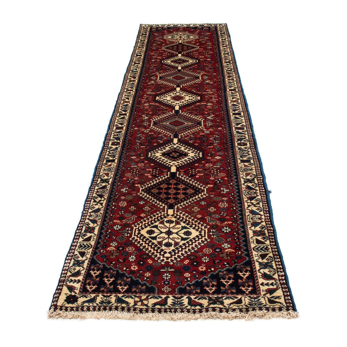 Tapis de couloir Tapis persan - Nomadic - 380 x 78 cm - rouge foncé