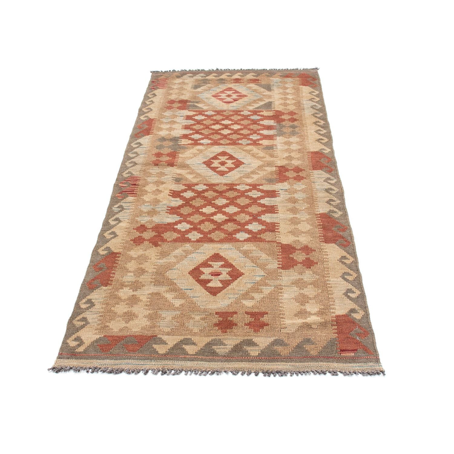 Tapis de couloir Tapis Kelim - Oriental - 212 x 79 cm - marron clair