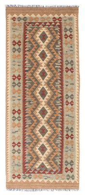 Tapis de couloir Tapis Kelim - Oriental - 198 x 80 cm - marron clair