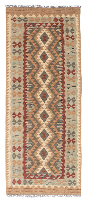 Tapis de couloir Tapis Kelim - Oriental - 198 x 80 cm - marron clair
