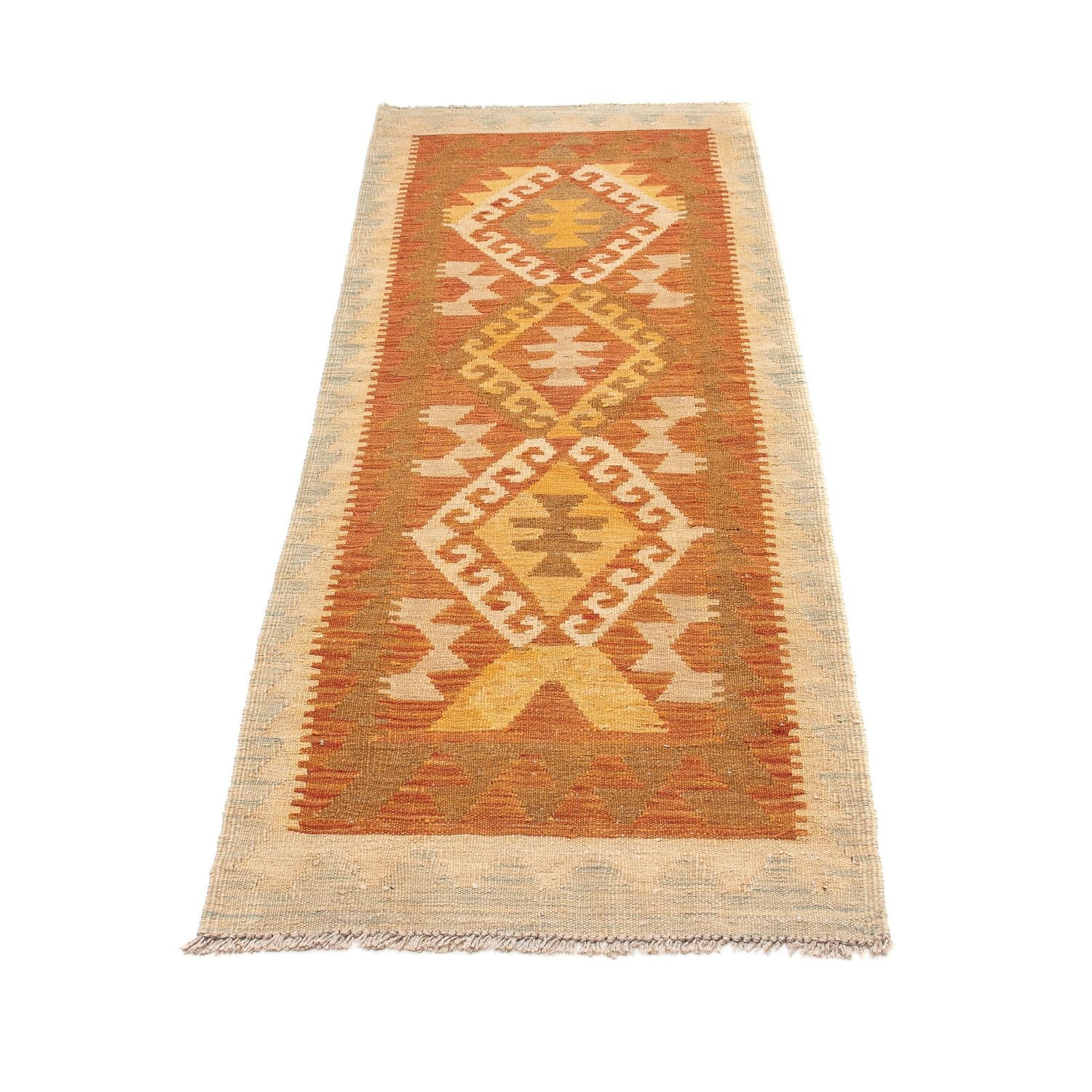 Tapis de couloir Tapis Kelim - Splash - 200 x 60 cm - rouille