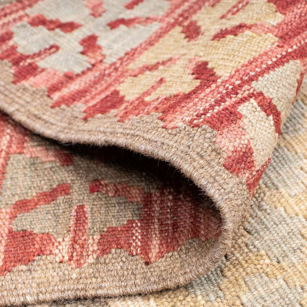 Tapis de couloir Tapis Kelim - Splash - 207 x 66 cm - rouge clair