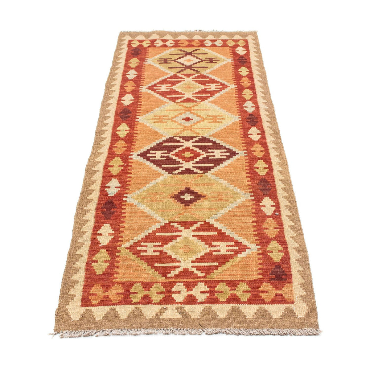Tapis de couloir Tapis Kelim - Oriental - 201 x 64 cm - marron clair