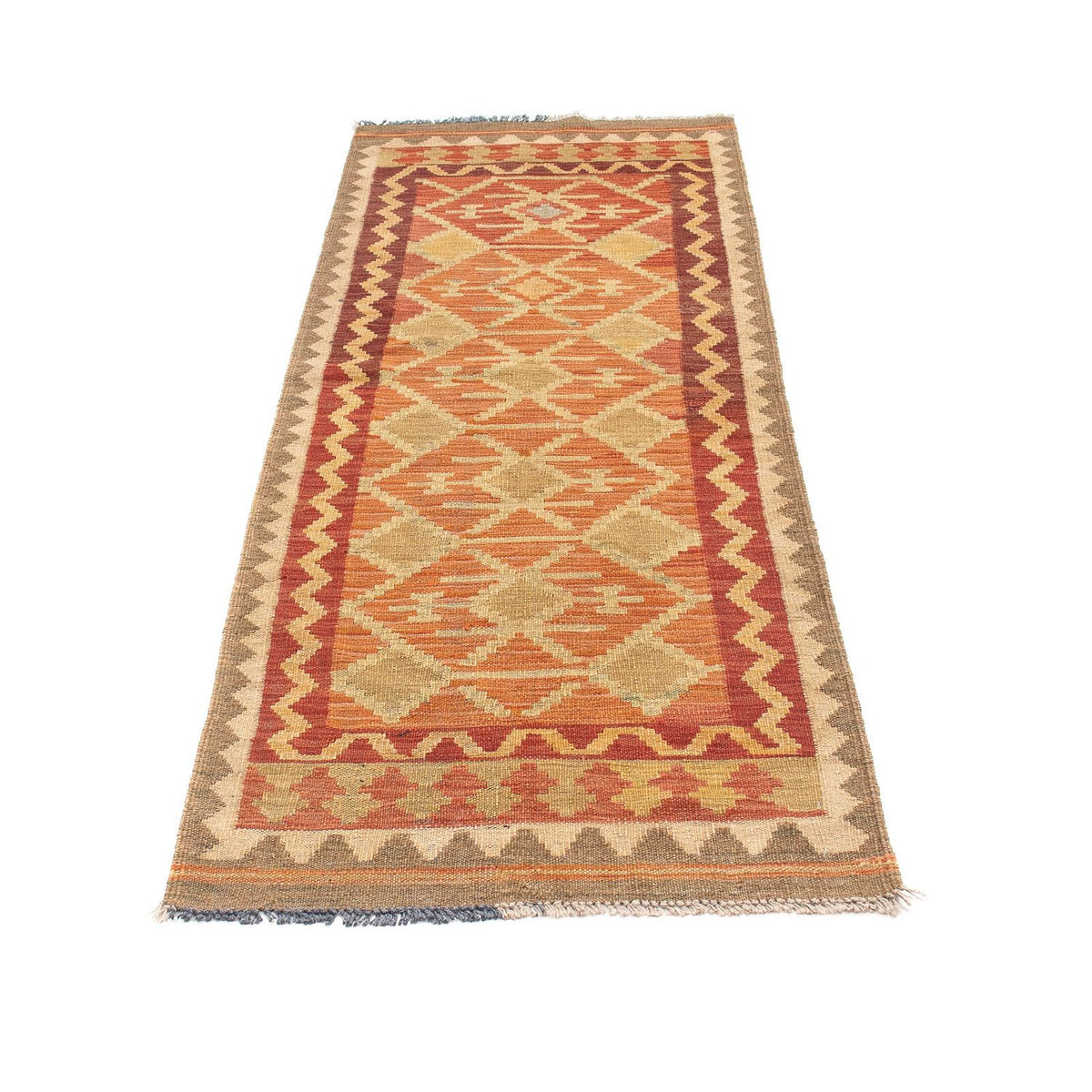 Tapis de couloir Tapis Kelim - Splash - 198 x 68 cm - rouille