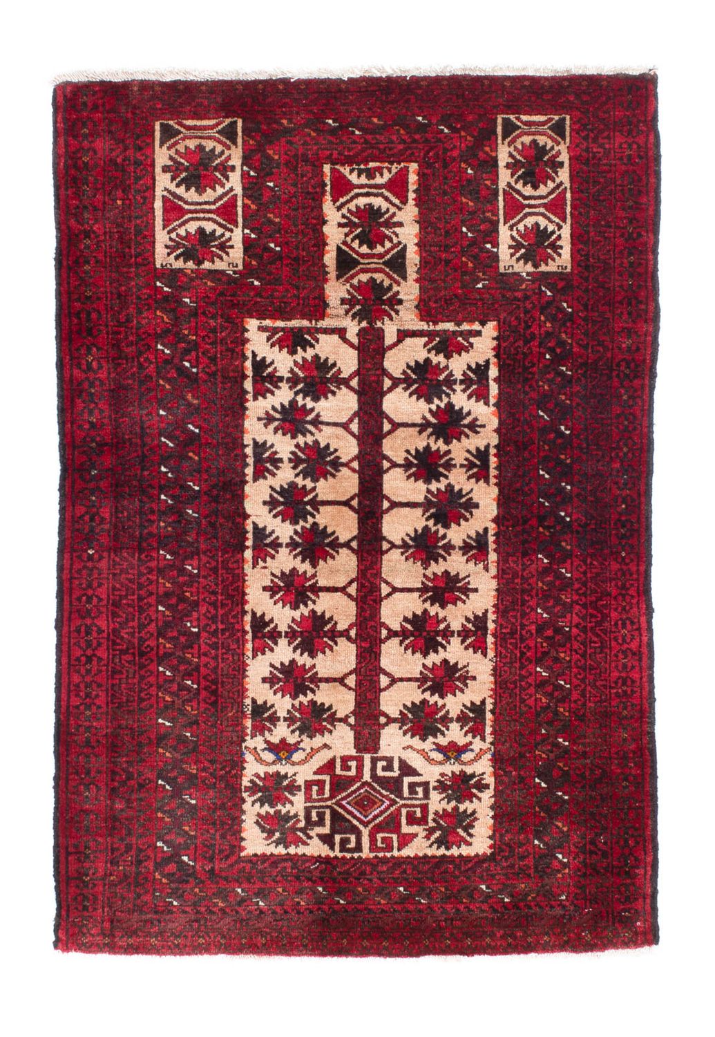 Tapis Belutsch - 136 x 91 cm - rouge foncé
