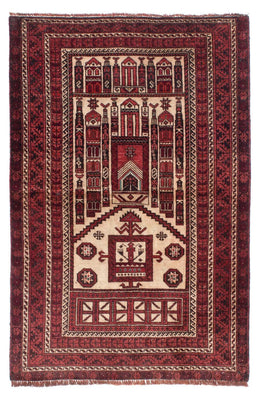 Tapis Belutsch - 138 x 89 cm - rouge foncé