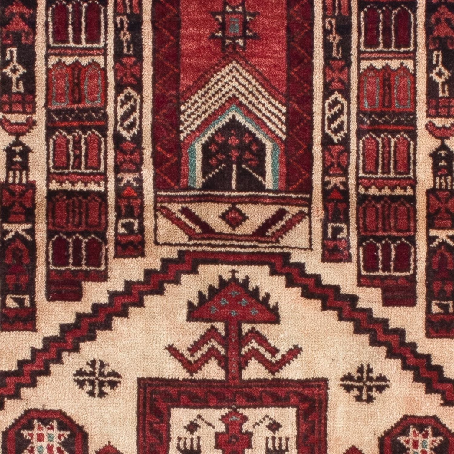 Tapis Belutsch - 138 x 89 cm - rouge foncé