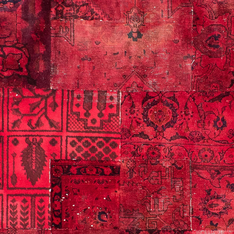 Tapis patchwork - 293 x 194 cm - rouge foncé