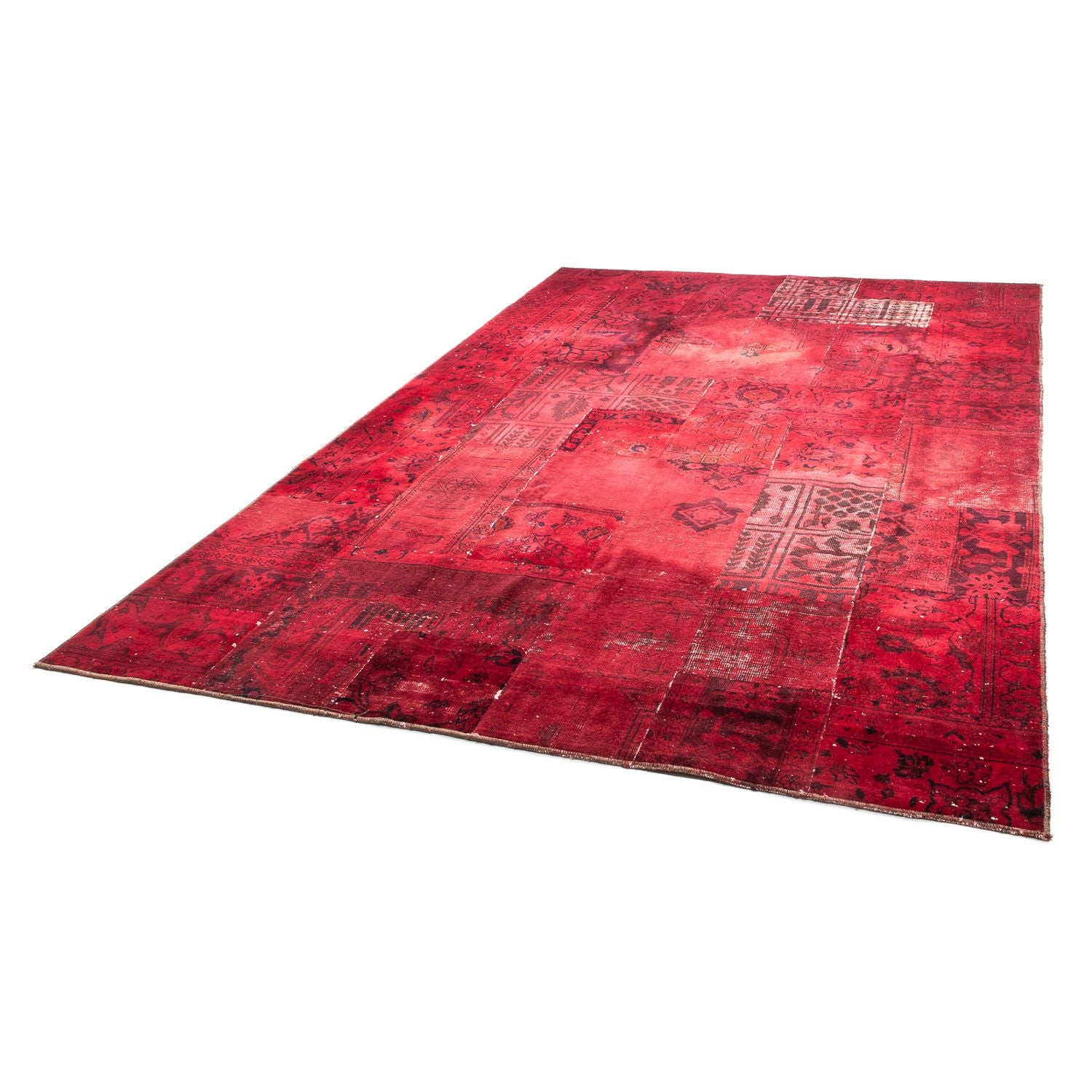 Tapis patchwork - 293 x 194 cm - rouge foncé