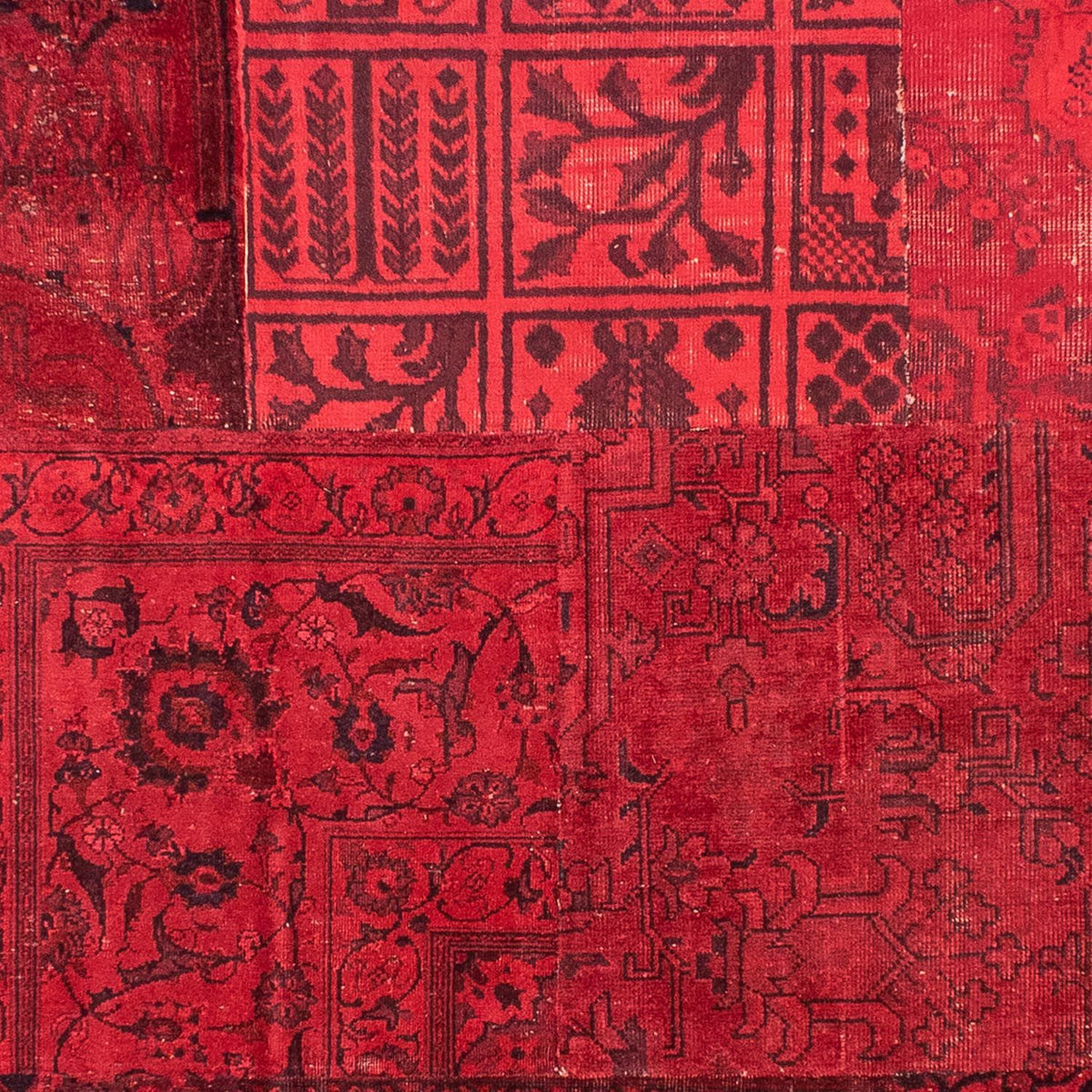 Tapis patchwork - 296 x 196 cm - rouge foncé