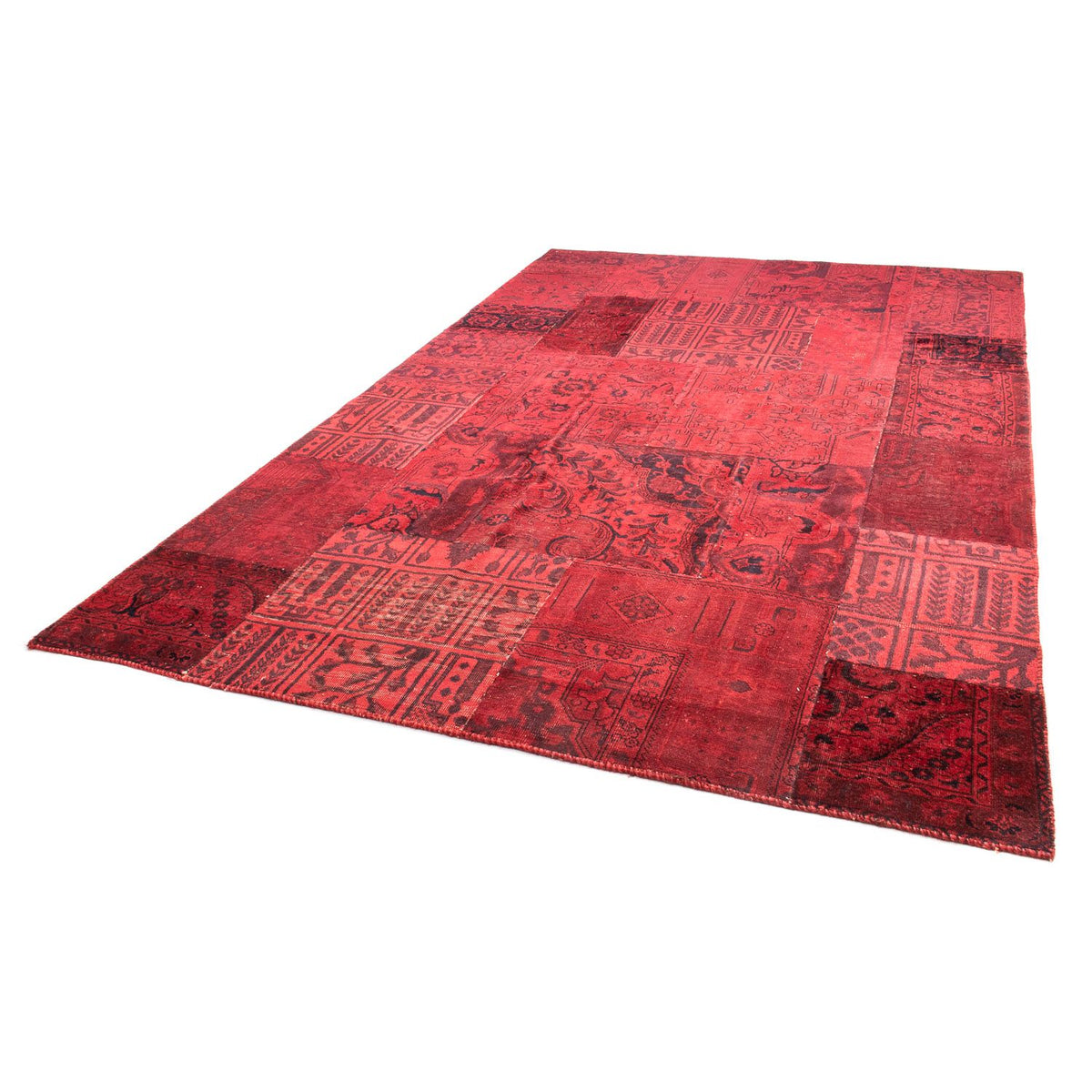 Tapis patchwork - 296 x 196 cm - rouge foncé