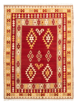 Tapis Kelim - Oriental - 252 x 178 cm - rouge foncé