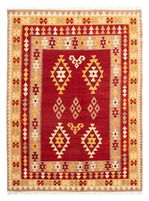 Tapis Kelim - Oriental - 252 x 178 cm - rouge foncé