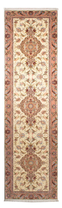 Tapis de couloir Tapis persan - Tabriz - Royal - 310 x 88 cm - beige