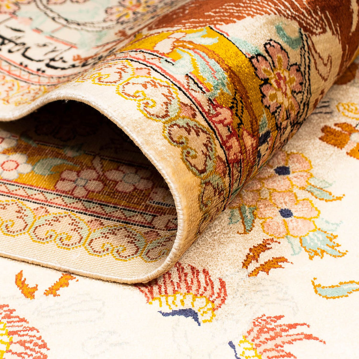 Tapis en soie - Ghom soie - Premium - 195 x 125 cm - rose