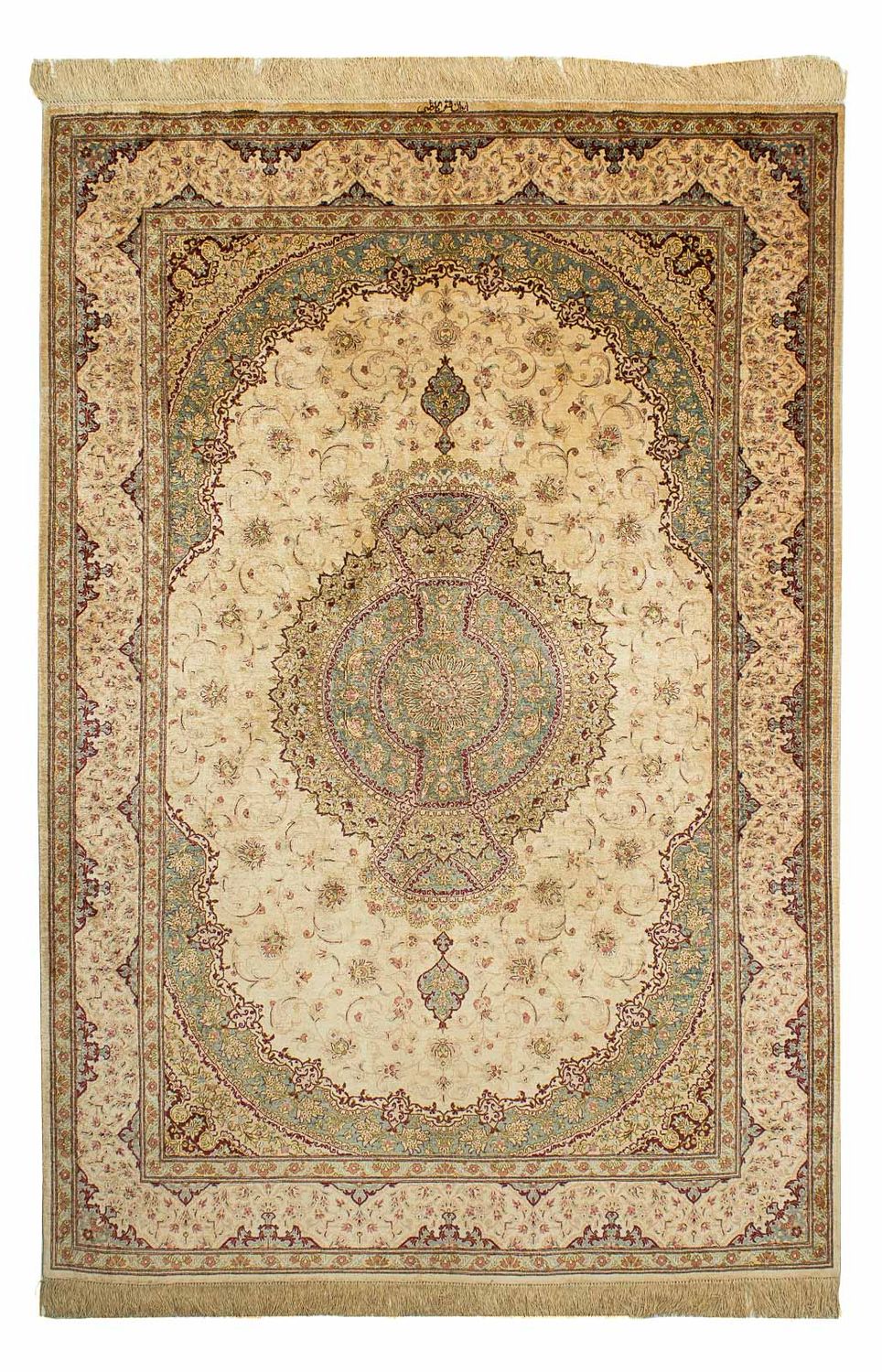 Tapis en soie - Ghom soie - Premium - 197 x 131 cm - beige