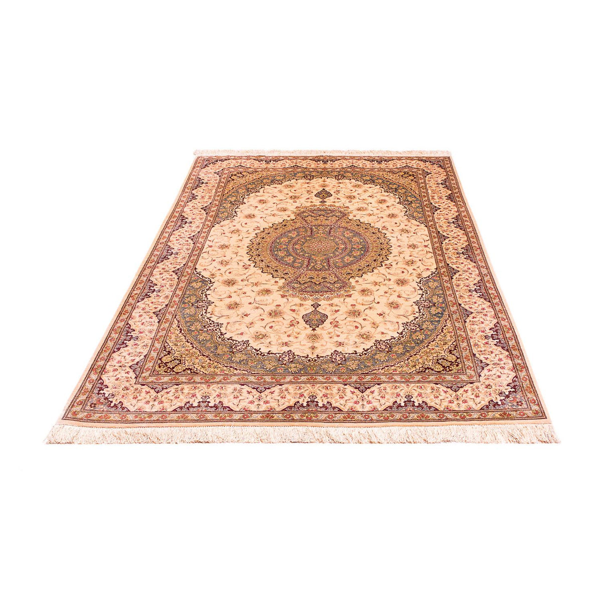 Tapis en soie - Ghom soie - Premium - 197 x 131 cm - beige