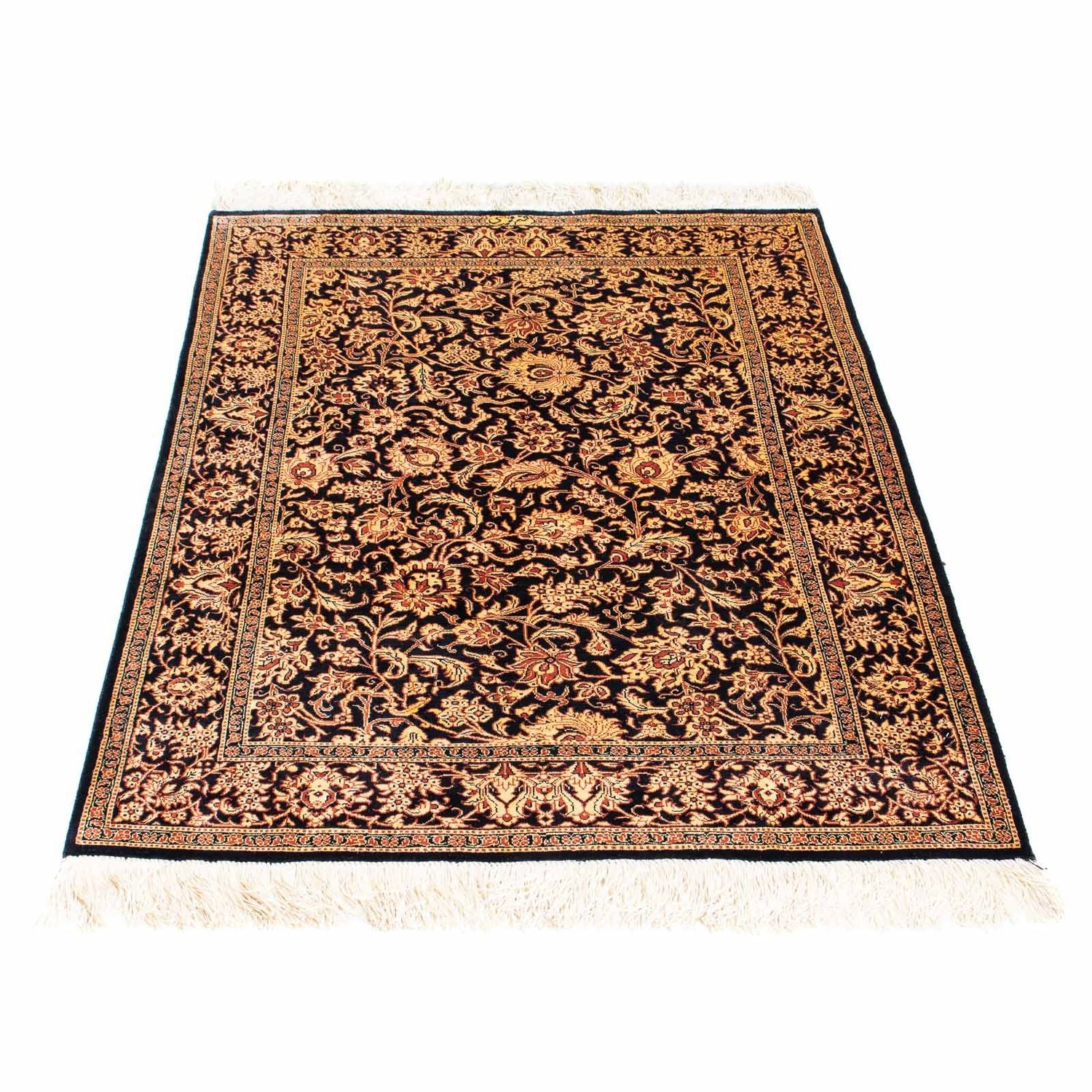 Tapis persan - Ghom - 112 x 80 cm - bleu foncé