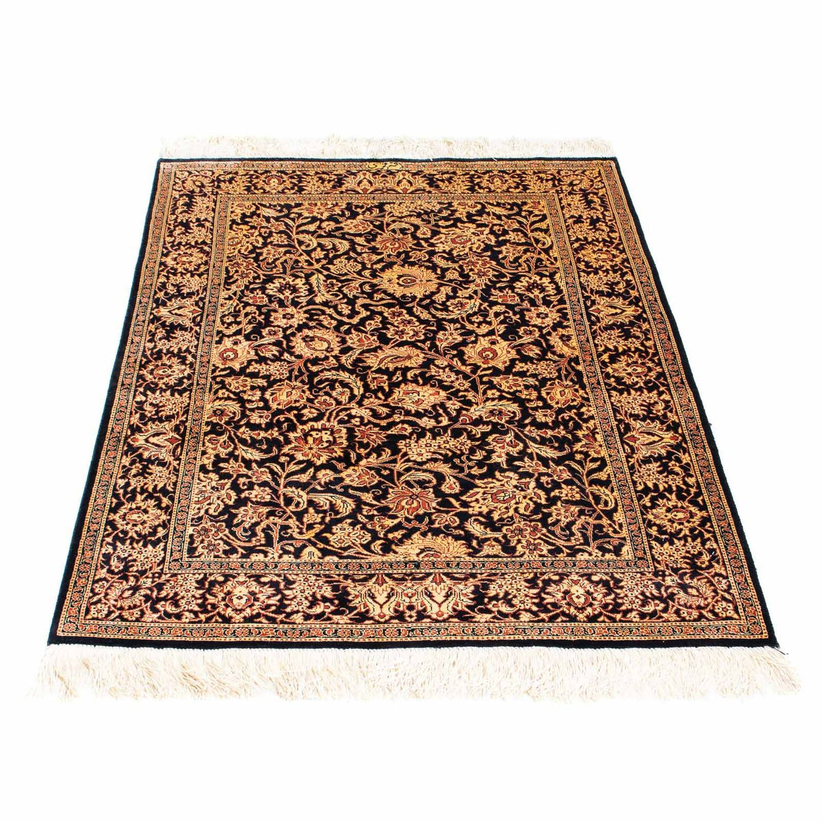 Tapis persan - Ghom - 112 x 80 cm - bleu foncé