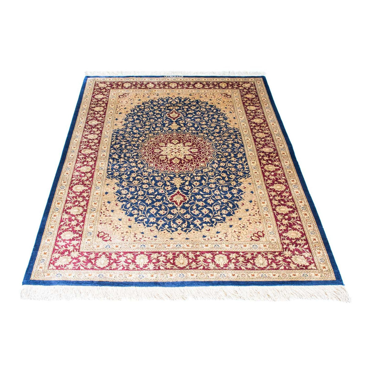 Tapis persan - Ghom - 152 x 100 cm - bleu foncé