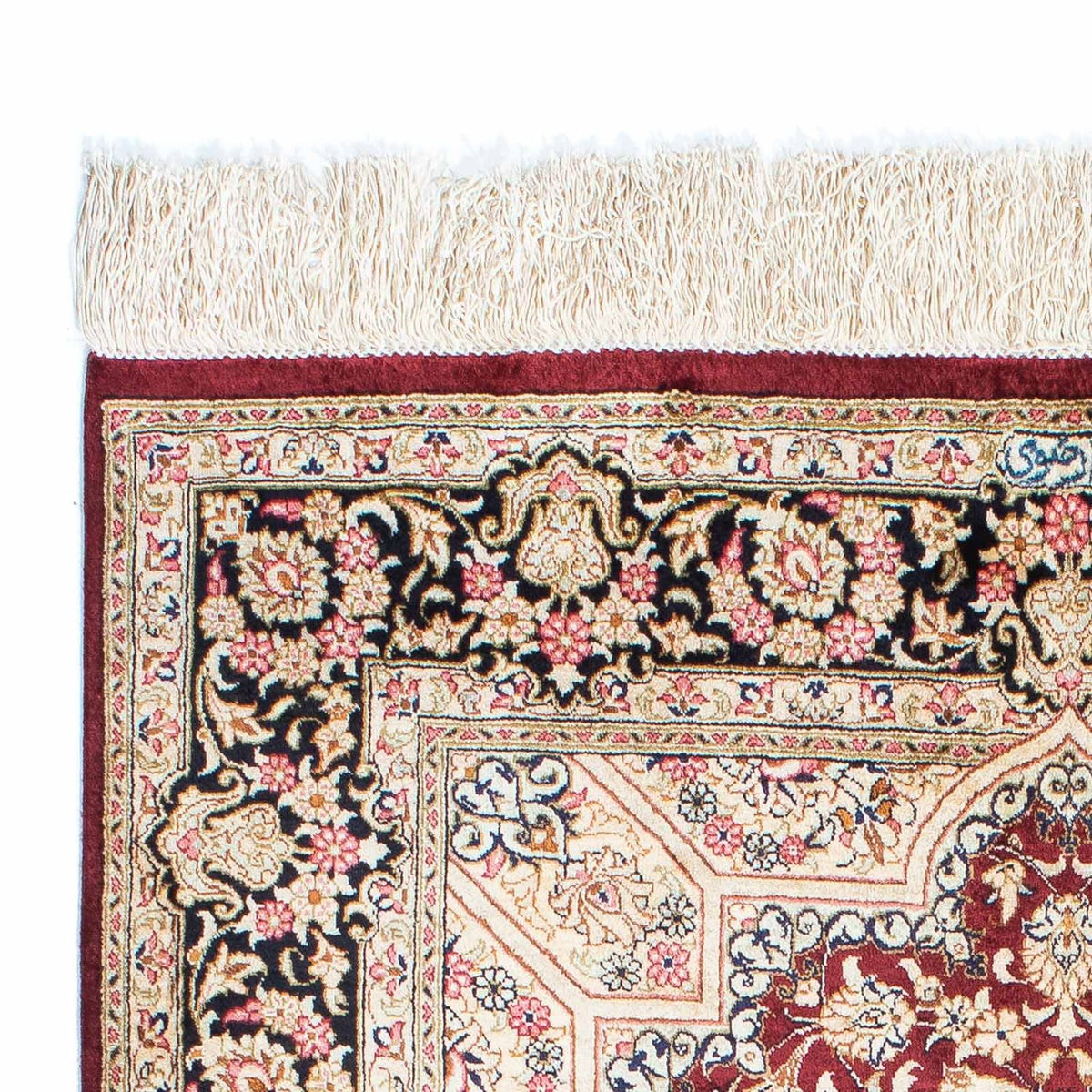 Tapis persan - Ghom - 144 x 95 cm - rouge foncé