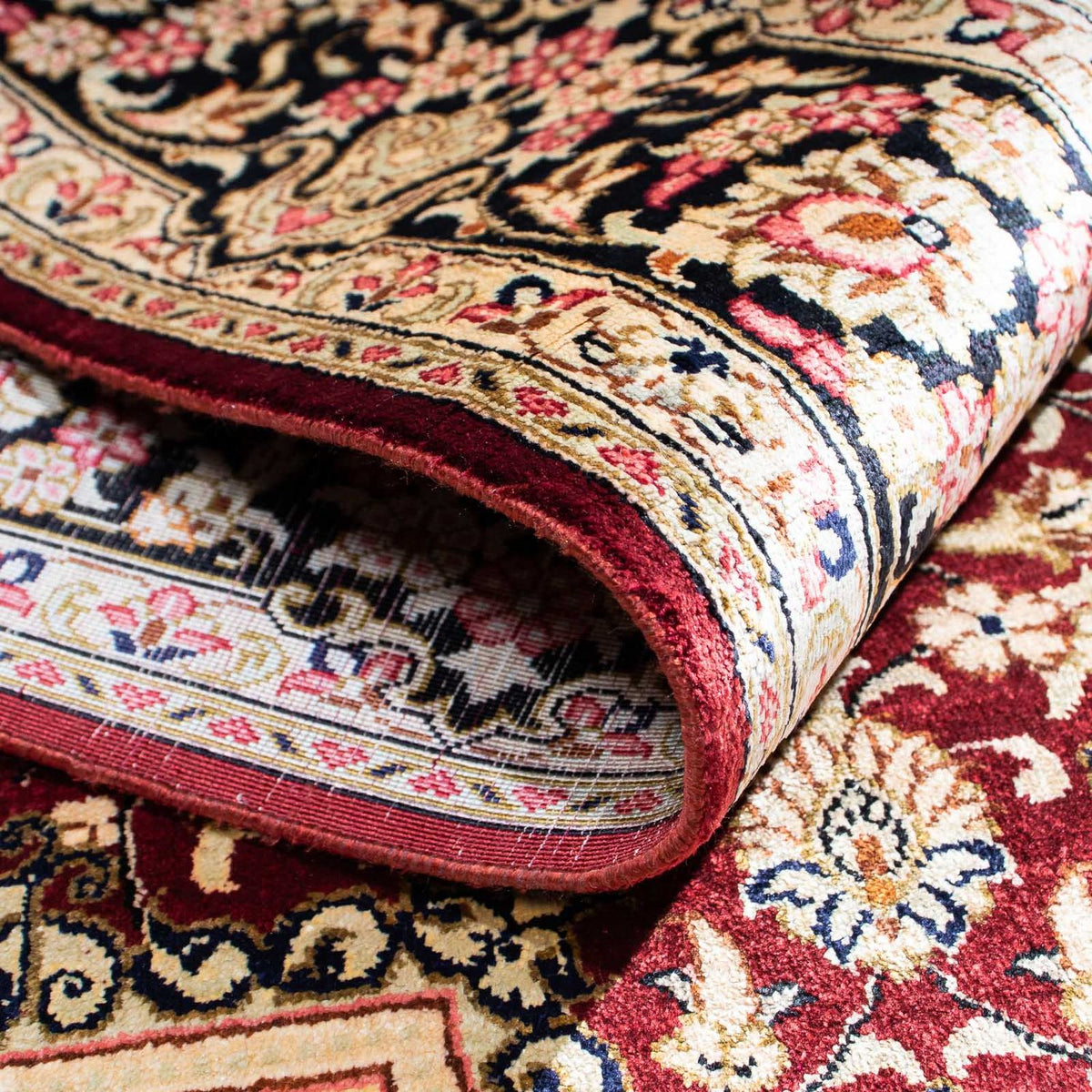 Tapis persan - Ghom - 144 x 95 cm - rouge foncé