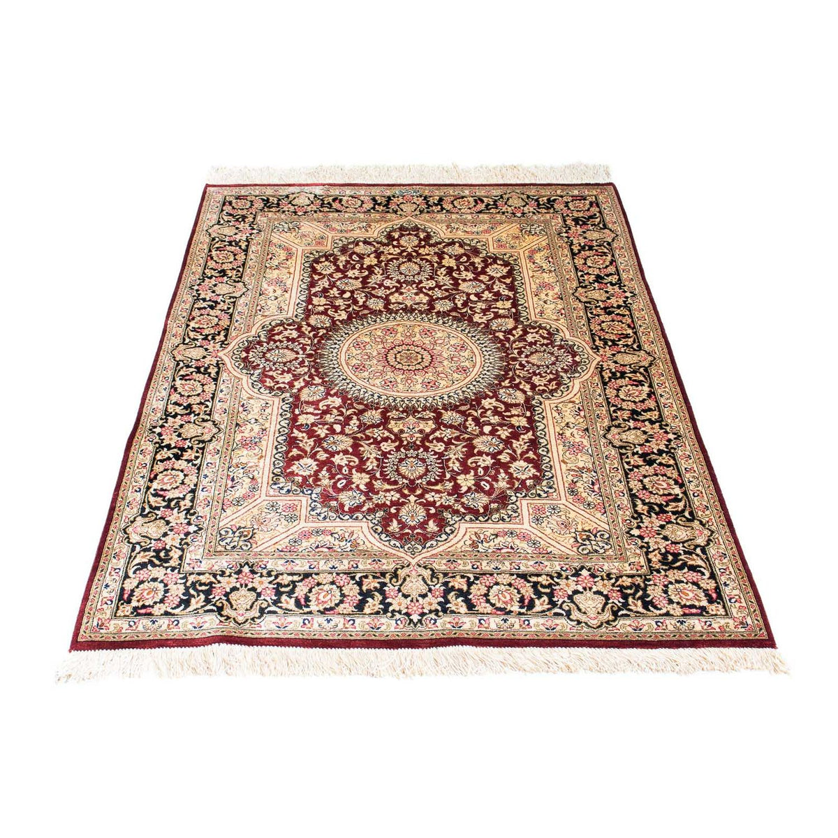 Tapis persan - Ghom - 144 x 95 cm - rouge foncé