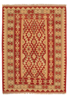 Tapis Kelim - Oriental - 198 x 146 cm - rouge foncé