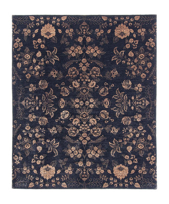 Tapis oriental - 300 x 246 cm - bleu foncé