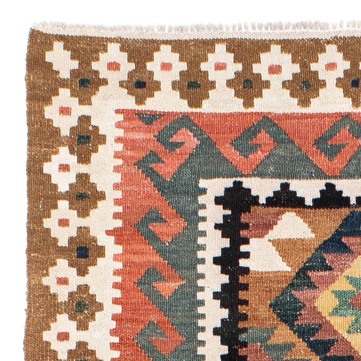 Tapis de couloir Tapis Kelim - Oriental - 200 x 101 cm - marron clair