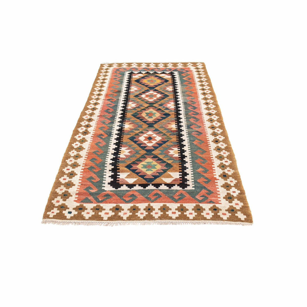 Tapis de couloir Tapis Kelim - Oriental - 200 x 101 cm - marron clair