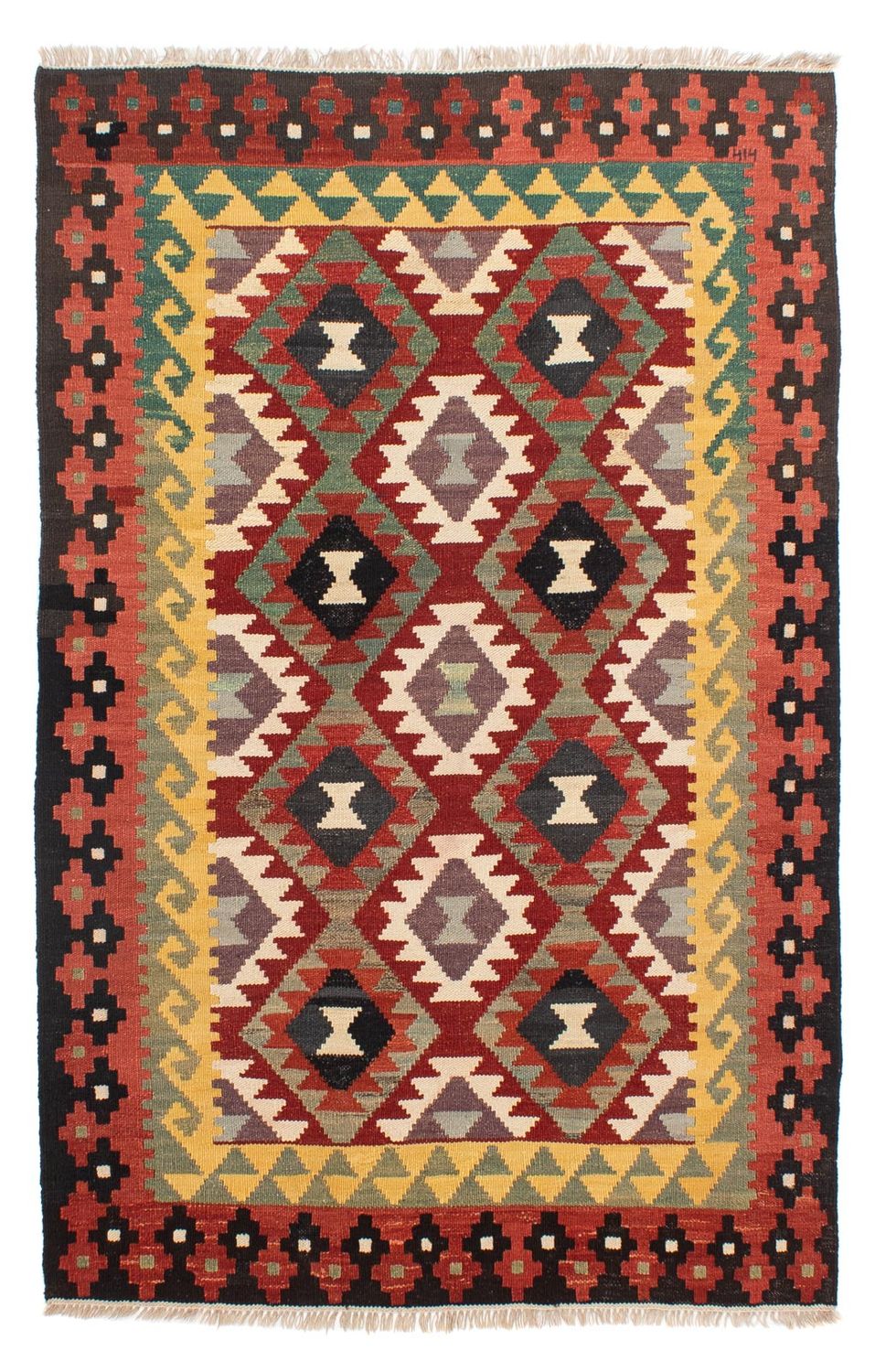 Tapis Kelim - Splash - 194 x 126 cm - multicolore