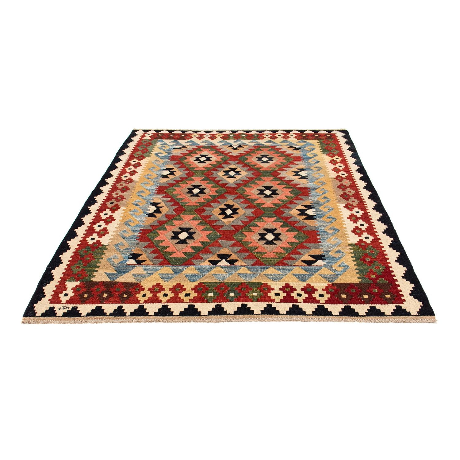 Tapis Kelim - Splash - 201 x 162 cm - multicolore