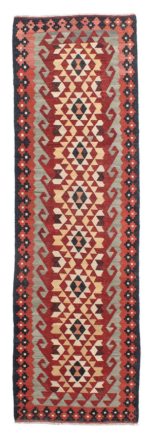 Tapis de couloir Tapis Kelim - Splash - 285 x 87 cm - rouge clair
