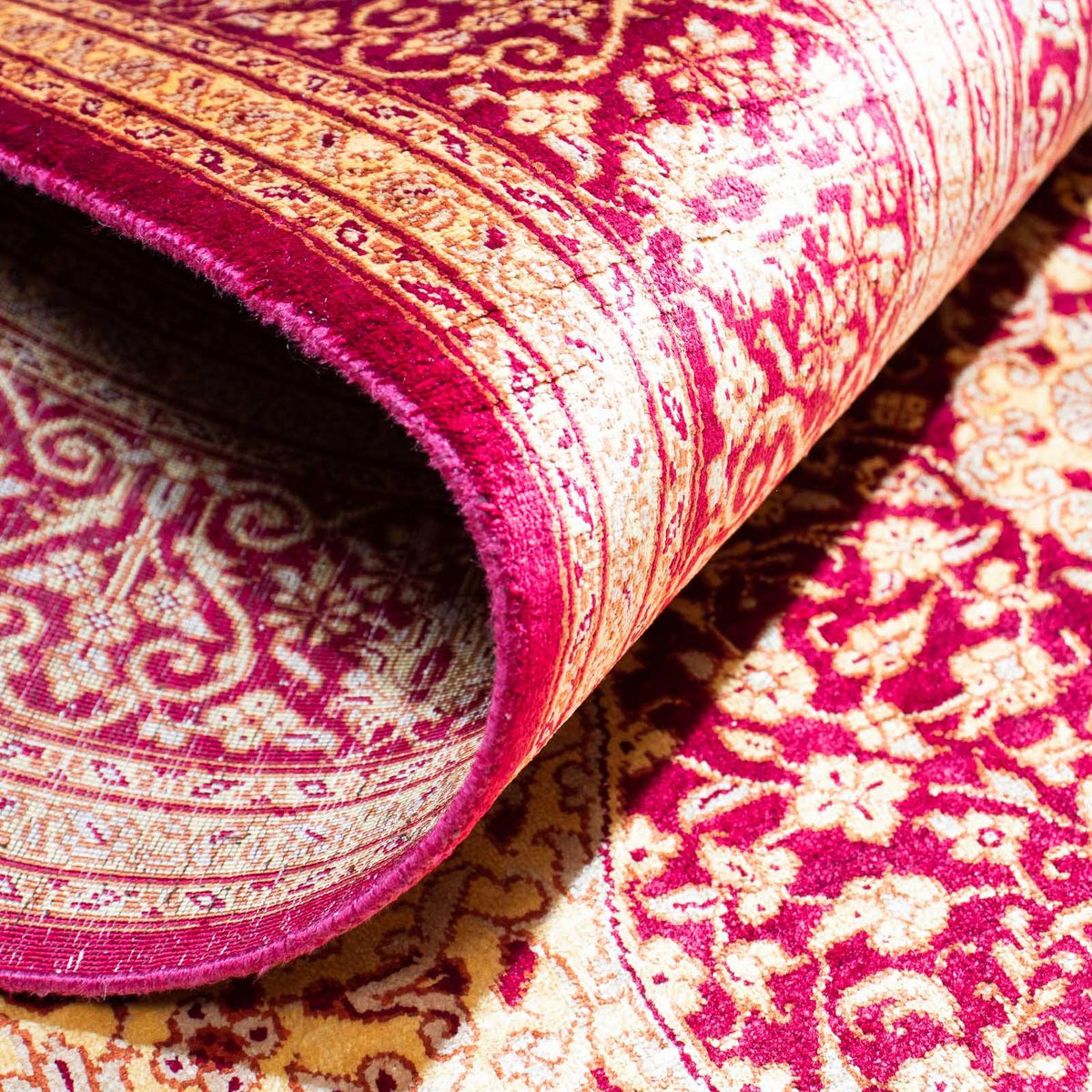 Tapis persan - Ghom - 147 x 102 cm - rouge foncé