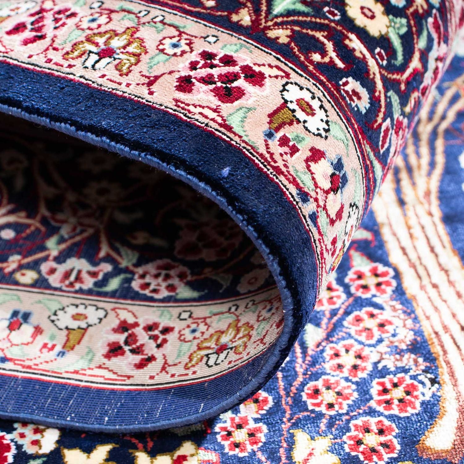 Tapis persan - Ghom - 152 x 100 cm - bleu foncé