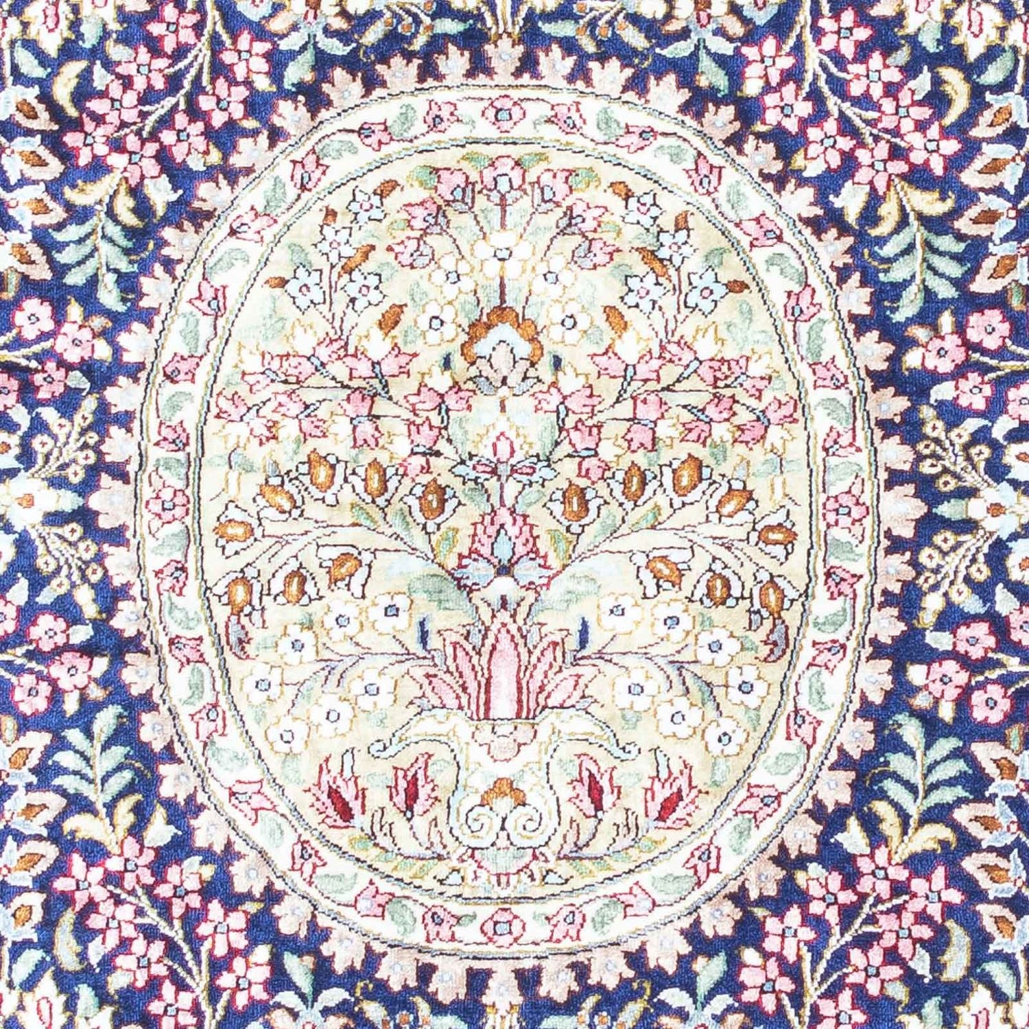 Tapis persan - Ghom - 119 x 82 cm - bleu foncé