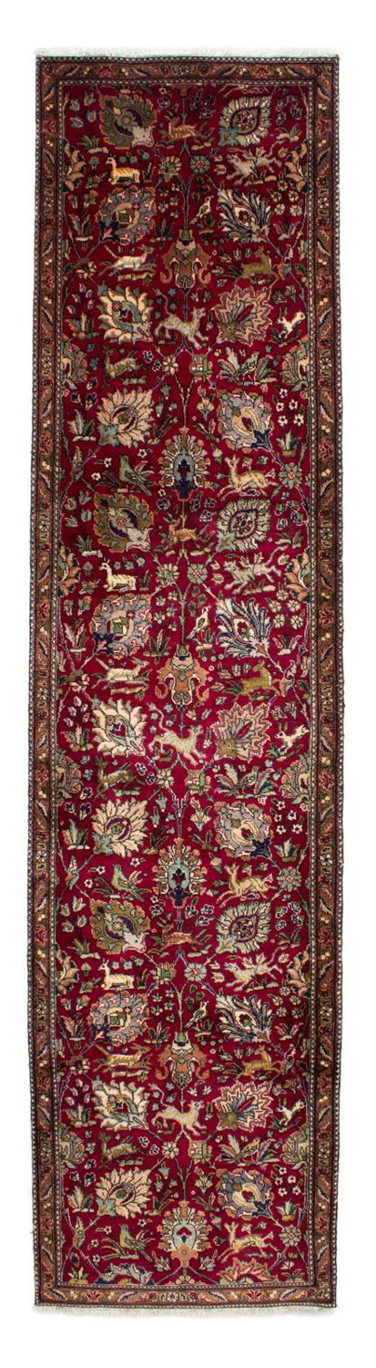 Tapis de couloir Tapis persan - Tabriz - 385 x 90 cm - rouge foncé