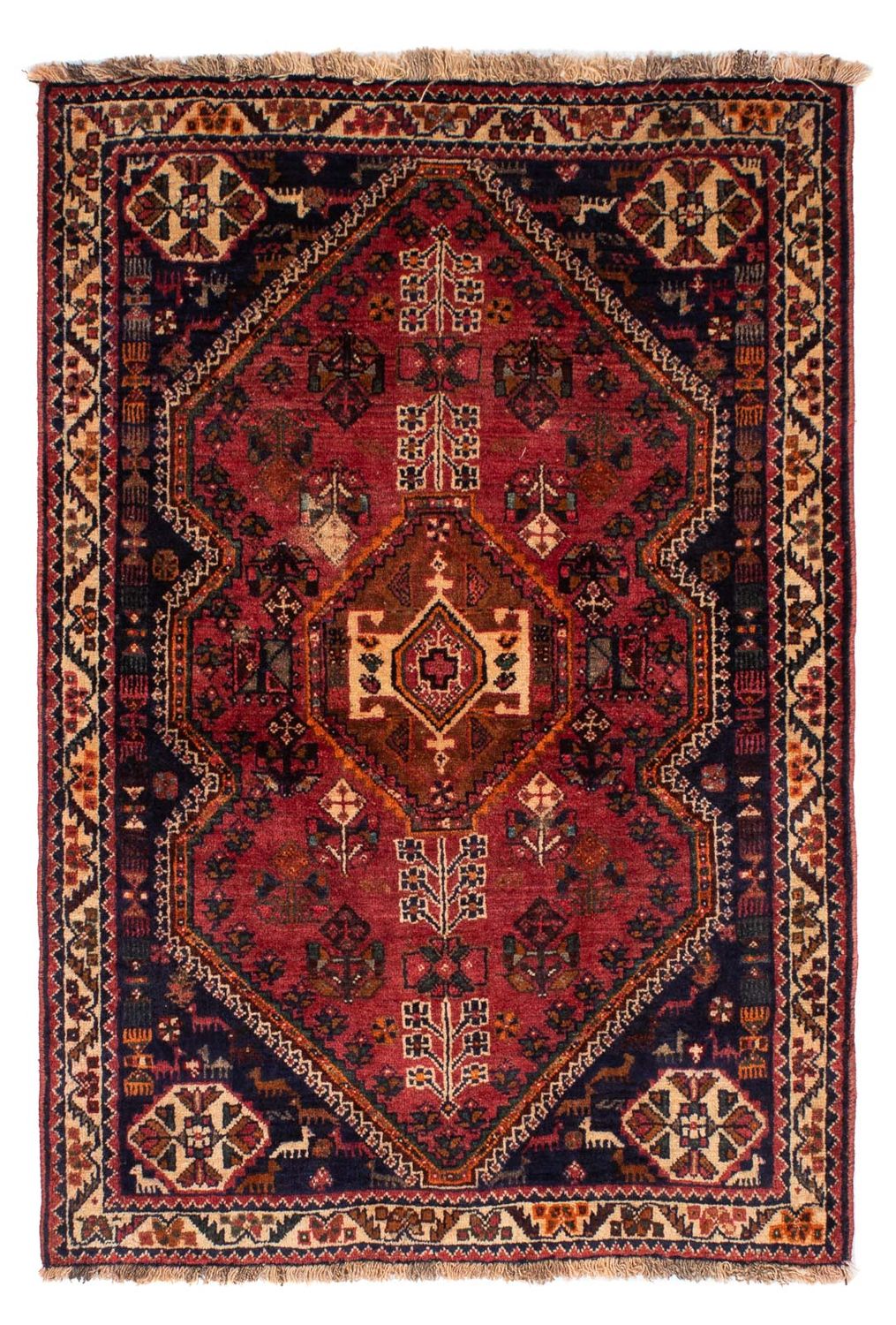 Tapis persan - Nomadic - 155 x 103 cm - rouge foncé