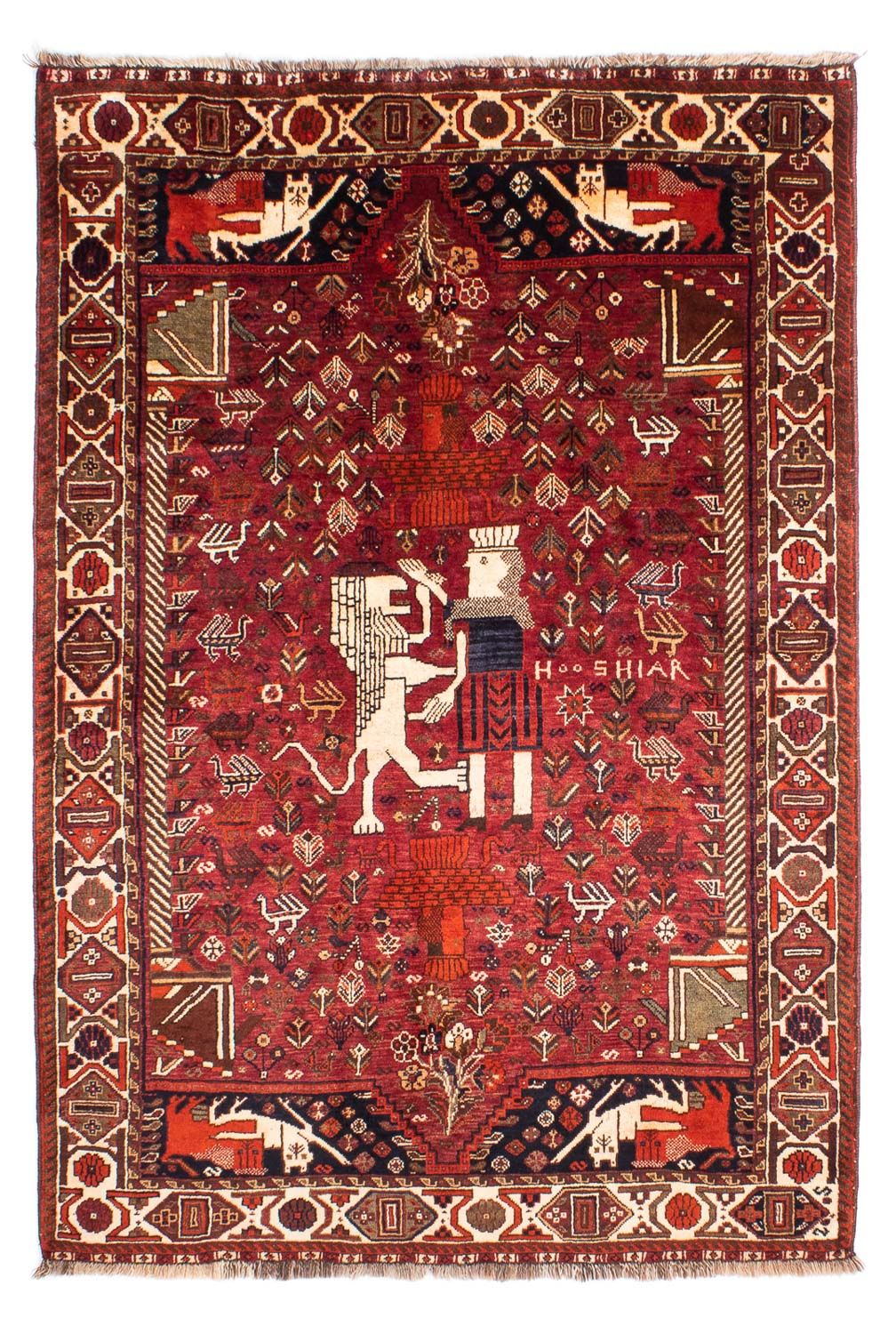 Tapis persan - Nomadic - 220 x 145 cm - rouge foncé
