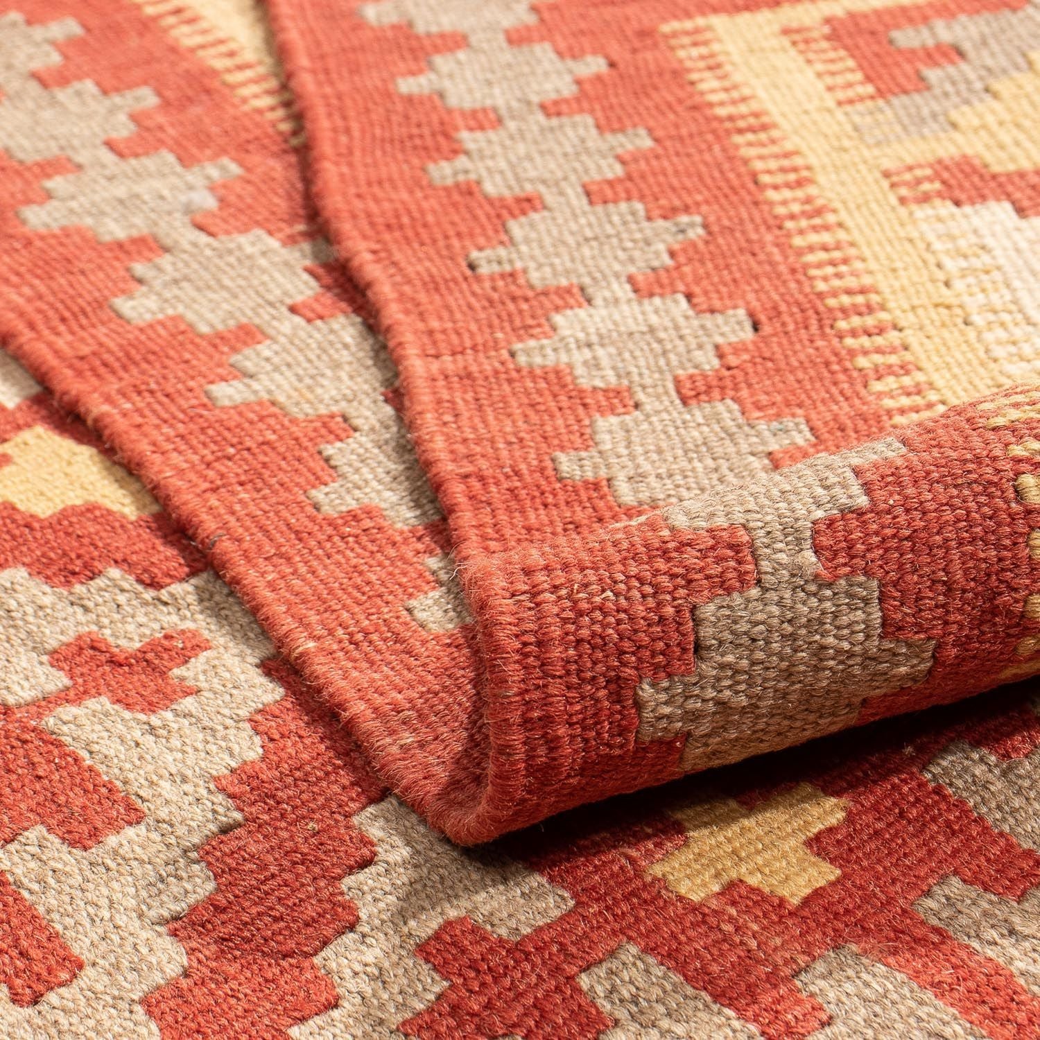 Tapis Kelim - Oriental - 205 x 150 cm - rouge foncé