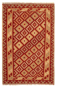 Tapis Kelim - Oriental - 212 x 145 cm - rouge foncé