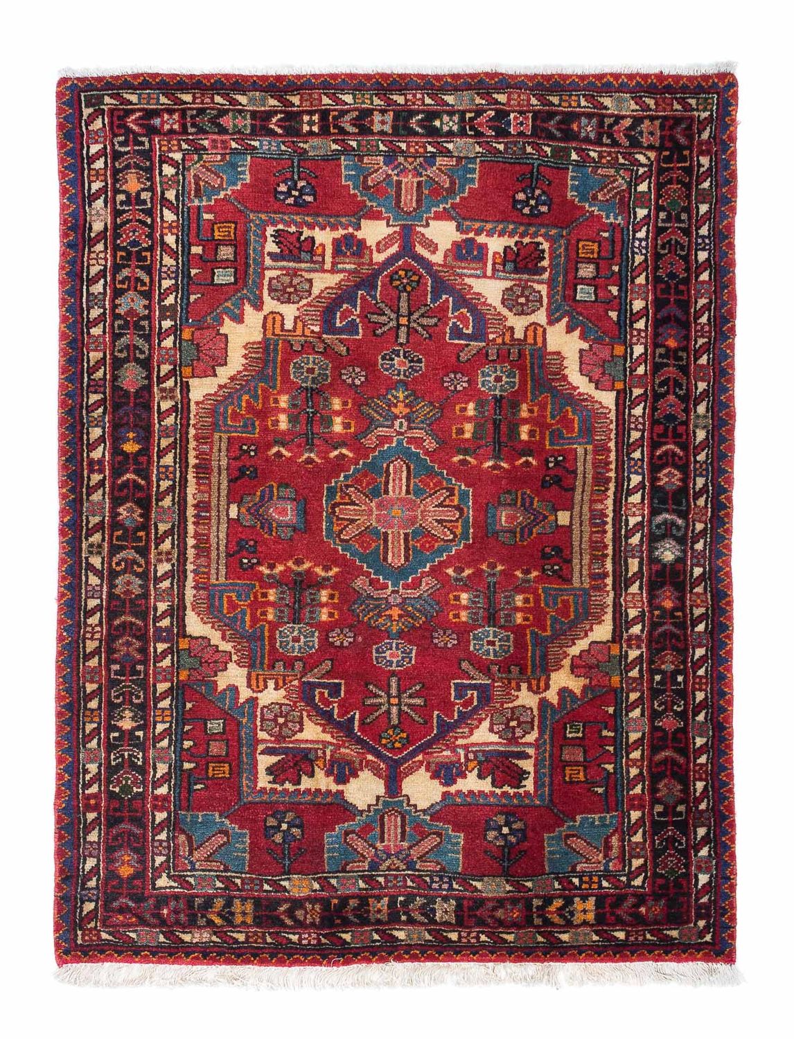 Tapis persan - Nomadic - 125 x 93 cm - rouge foncé