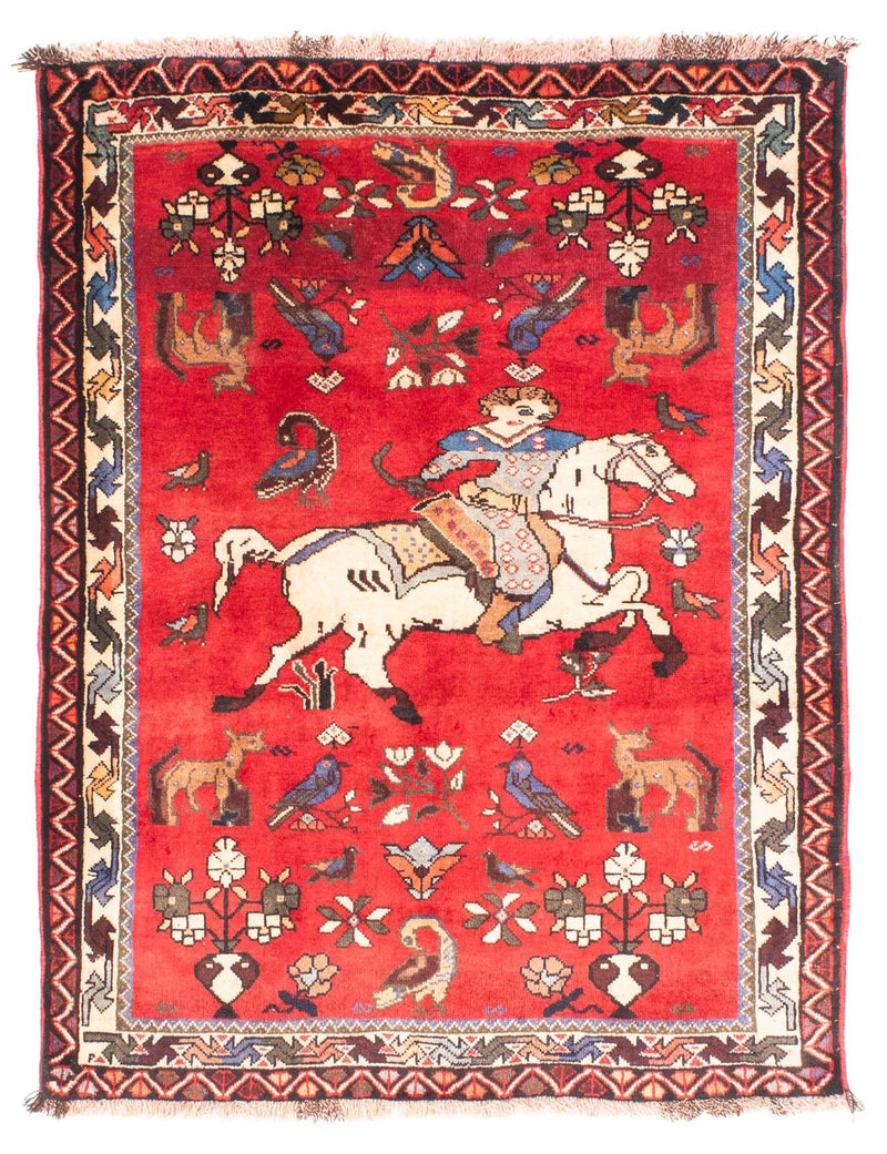 Tapis persan - Nomadic - 158 x 123 cm - rouge foncé