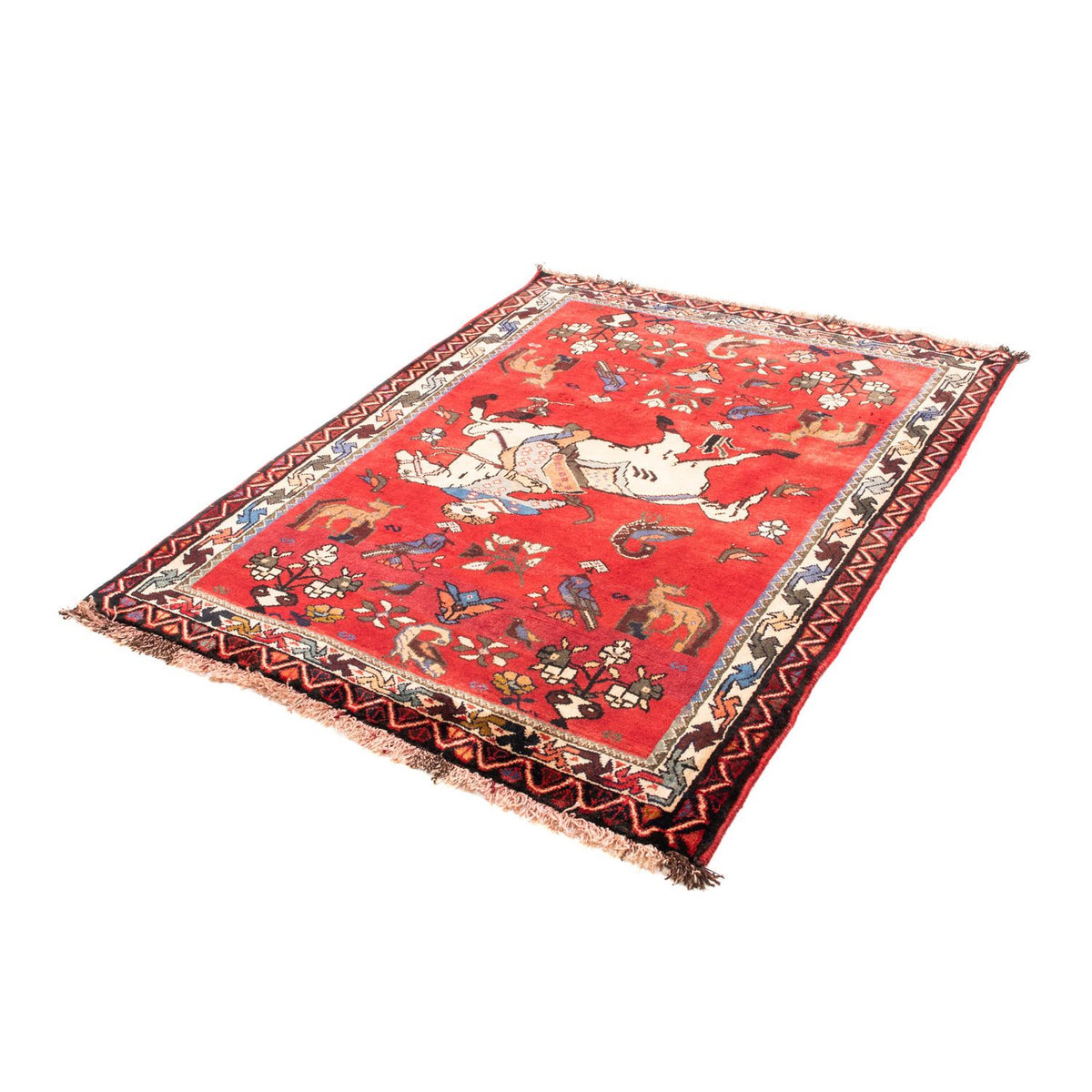 Tapis persan - Nomadic - 158 x 123 cm - rouge foncé